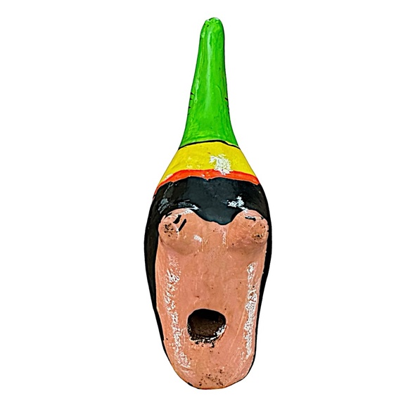 Handmade Terracotta Clay Bird Parrot Whistle 5” Folk Art Figurine Decor - Picture 6 of 6